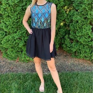 Short Black and Patterned Formal Dress